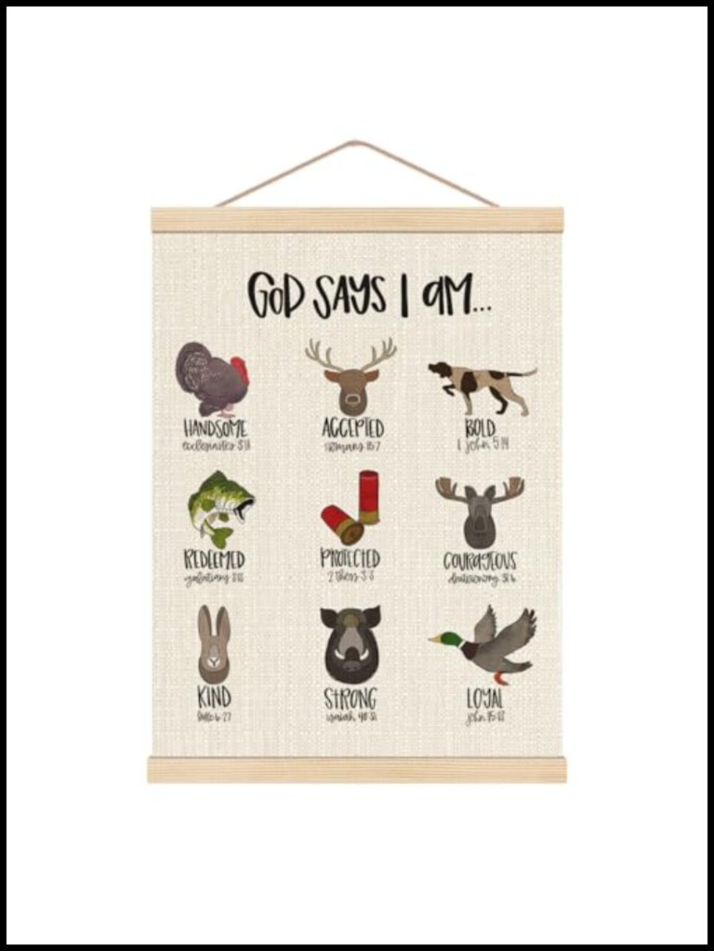 Wooden Poster Hanger Frame Inspirational Scripture Wall Art Rustic